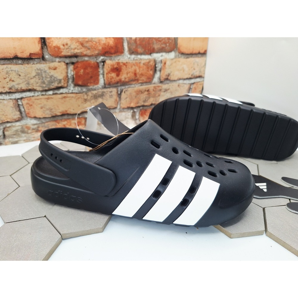 Adidas Adilette Clog 2.0 Black White Men Sz 11 / Womens 12 Cloudfoam Mule JQ8058 - Picture 3 of 13